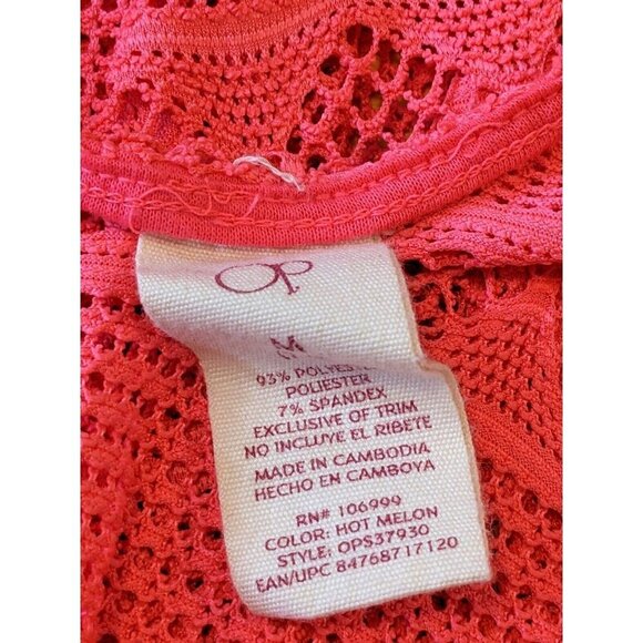 Ocean Pacific OP Crochet Swimsuit Swim Coverup Hot Melon Junior Medium 7 9 Beach - Picture 6 of 6